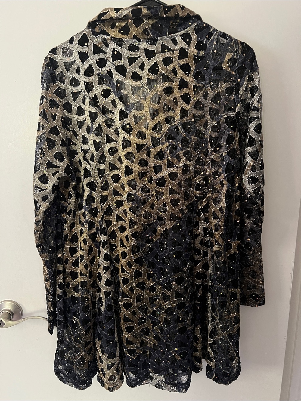 DAMEE JACKET HOLOGRAPHIC SCALE MESH FLARE AND FIT GOLD BLACK SIZE MEDIUM - Picture 8 of 10